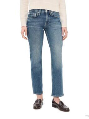 Low Rise Ankle Straight Jeans Mid-Weight Low Stretch Denim 5-Pocket